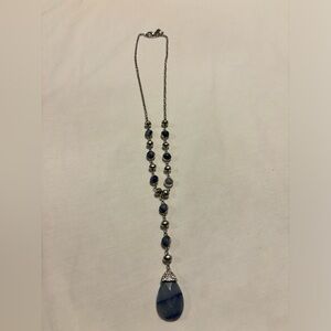 The Limited 16” long necklace with blue stones & beads.